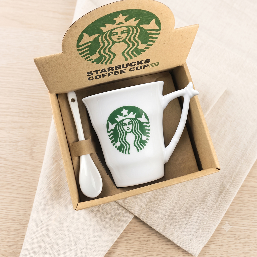 Ceramic Coffee Mug with Spoon & Gift Box